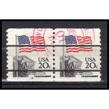 Used 1895b 20c U.S. Flag Fine CNP Left 14 PA0275