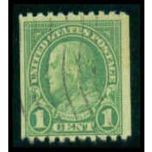 Used 597 1c Benjamin Franklin Barely Clears M09810