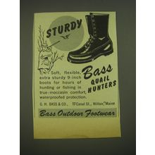 1952 Bass Quail Hunters Boots Ad - Sturdy