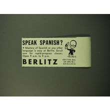 1950 Berlitz School of Language Ad - Speak Spanish?