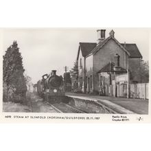 Steam Train at Slinfold Horsham Guildford Railway RPC Postcard