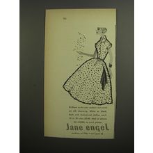 1952 Jane Engel Dress Ad - Brilliant multi-color confetti dots swirl on silk