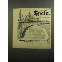 1956 American Express Travel Service Ad - Beautiful Spain welcomes you