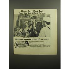 1956 American Express Travelers Cheques Ad - Never carry more cash
