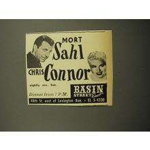 1960 Basin Street East Club Ad - Mort Sahl Chris Connor