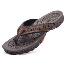 Mens Thong Sandals Indoor and Outdoor Beach Flip Flop Brown/Orange Size 11.5