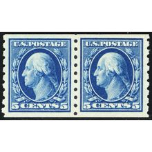 396, Mint NH XF/Superb 5¢ Coil Pair - PSE Graded 95J JUMBO Cert - Stuart Katz