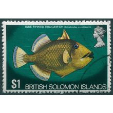 Solomon Islands 1972 $1 Blue Finned Triggerfish SG232 used