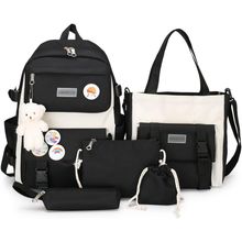 AONUOWE 5Pcs Aesthetic Backpack Set for School Teens Girls Daypack Cute Trendy L
