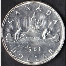 1961 Canada 1 Dollar Silver Coin Voyageur