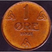 1937 Norway 1 Ore Coin