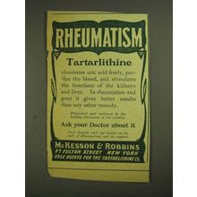 1903 McKesson & Robbins Tartarlithine Ad - Rheumatism