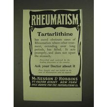 1903 McKesson & Robbins Tartarlithine Ad - Rheumatism