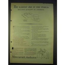 1940 Mimeograph Duplicator Ad - Easiest Job in World