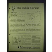 1940 Mimeograph Duplicator Ad - Let Maker Beware