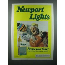 1980 Newport Lights Cigarette Ad - Revive Your Taste - in the Snow