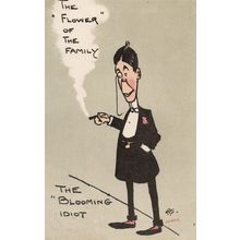 The Blooming Idiot Scottish Man Eyeglass Smoking Old Comic Postcard