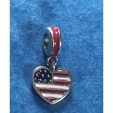 Genuine 925 Silver USA Charm for Pandora bracelet comes in a cute velvet pouch