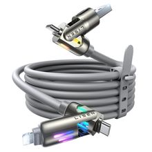 LISEN 240W Chubby USB C Cable, 4 in 1 Charging Cable (6.6FT) with Light, USB A/C