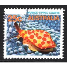 AUSTRALIA 1984: MARINE LIFE DEFINITIVES - 25c ORANGE-TIPPED COWRIE USED (G1)