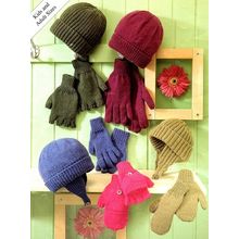 Knitting Pattern Country Woods Beanies + Easy Gloves Mitts Child Adult 8ply Wool