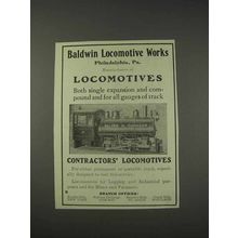 1910 Baldwin Locomotives Works Ad - Contractors' Locomotives