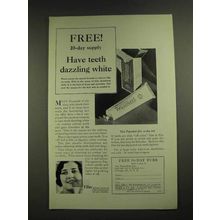 1929 Pepsodent Toothpaste Ad - Teeth Dazzling White