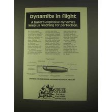 1974 Speer Bullets Ad - Dynamite in Flight