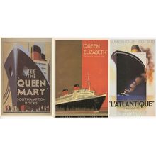 Queen Mary Elizabeth L'Atlantique Ship 3x Poster Postcard s