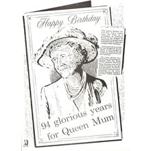 Queen Mum Mother 94th Birthday Headline Drawing Rare Postcard