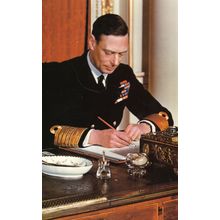 King George VI Writing Letter Royal Stationary Photo Postcard