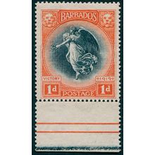 Barbados 1921 1d black & vermilion SG212 unused