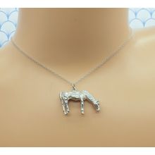 Vintage 925 Sterling Silver Large Horse Charm Pendant Necklace
