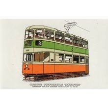 Glasgow Corporation Old Bus Coronation Mark 2 Tram Postcard