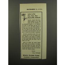 1953 White Flower Farm Ad - Letter to our dear, dear, dear.. dearest
