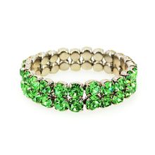 2-Line Swarovsky Crystal Stretchable Bracelet - Green - BR-39SS-S2GN