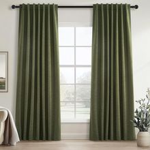 Dark Olive Green Blackout Curtains 96 Inch Long 2 Panels Set with Hook,Back Tab