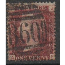 Sg43 1d red plate 143 FINE USED " A F " (REDS)