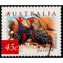 Australia 2001 Bird 45c Used P&S Stamp Painted Firetail 12.5 Perf .