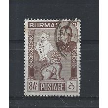 Burma.SG87 8a Gen.Aung San,Chinthe and Map of Burma (Brown).Fine Used.Jul25a