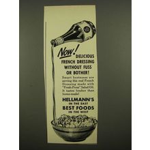 1939 Hellmann's French Dressing Ad - Without Fuss or Bother