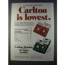 1980 Carlton Cigarettes Ad - Lowest