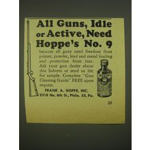 1952 Hoppe's No. 9 Solvent Ad - All guns, idle or active, need Hoppe's No. 9