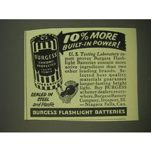 1952 Burgess Flashlight Batteries Ad - 10% more built-in power