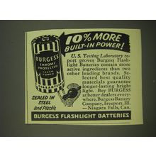 1952 Burgess Flashlight Batteries Ad - 10% more built-in power