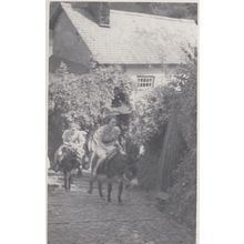 Giggling On Donkey Rides Clovelly Devon 1937 Real Photo Postcard