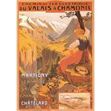 Chemins De Fer Electrique Du Valais A Chamonix Switzerland Poster Postcard