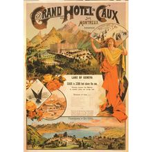 Grand Hotel De Caux Sur Montreux Switzerland Lake Of Geneva Poster Postcard