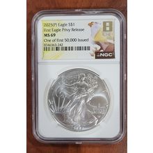 1 Oz Silver Collectible 2025 (P) Silver Eagle NGC MS69 First Eagle Privy