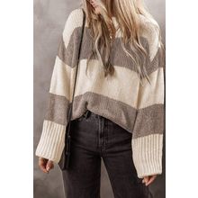 Simply Taupe Colorblock Loose Pullover Sweater